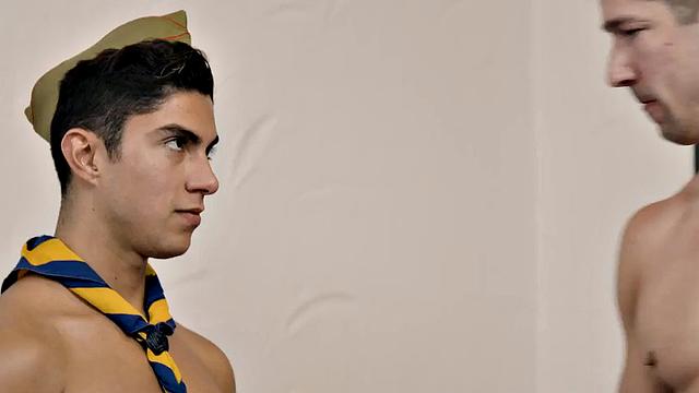 Uniformed amateur scout in anal feast