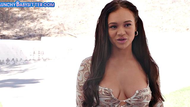 Big-titted babysitters deepthroating cock