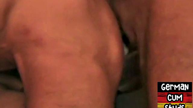 Assfucked German daddies enjoy barebacking 3some