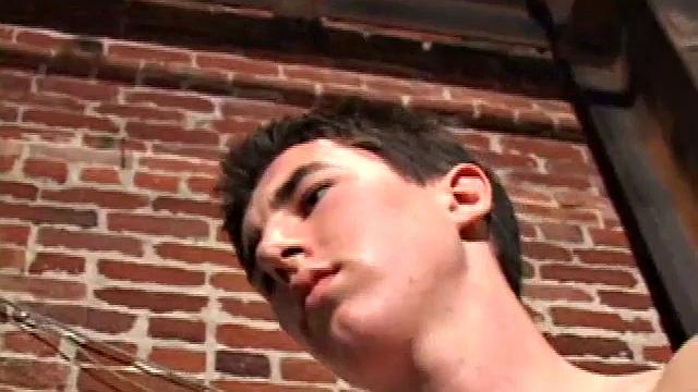 An afternoon of skateboarding has JP horny, so he finds a place to beat off. After removing his jeans he strokes his huge cock until it erupts. We leave this boy with a fresh load running off of his belly.