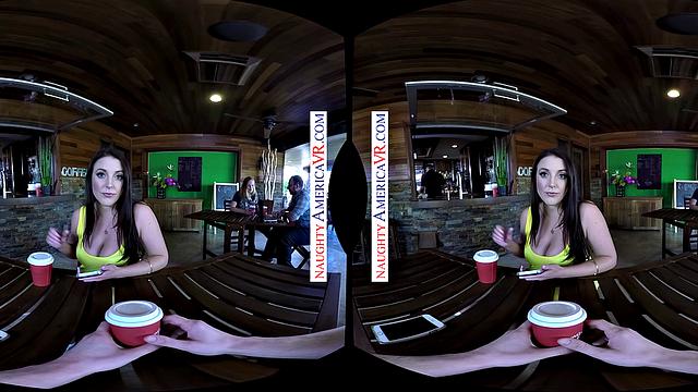 Angela White treats a stranger to her natural jugs