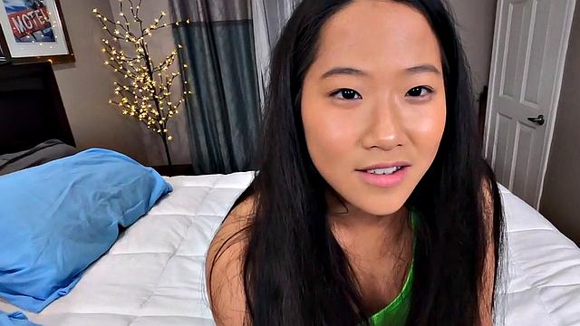 Seducing Asia stepteen blows POV cock before taboo sex