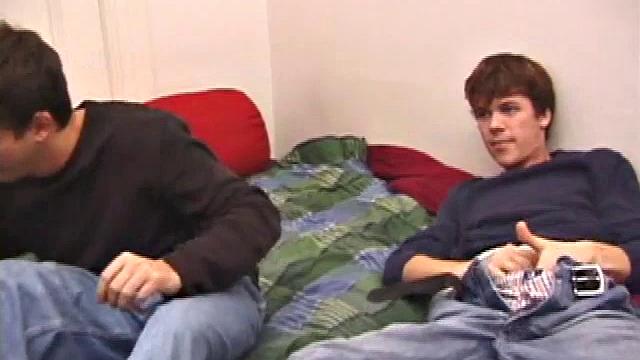 Hung boys Jamie and Matthew hook up for a session. Both do their best to swallow each other's cock, but find hand jobs are easier to manage. Jamie tries to suck his dick, but doesn't quite make it happen.