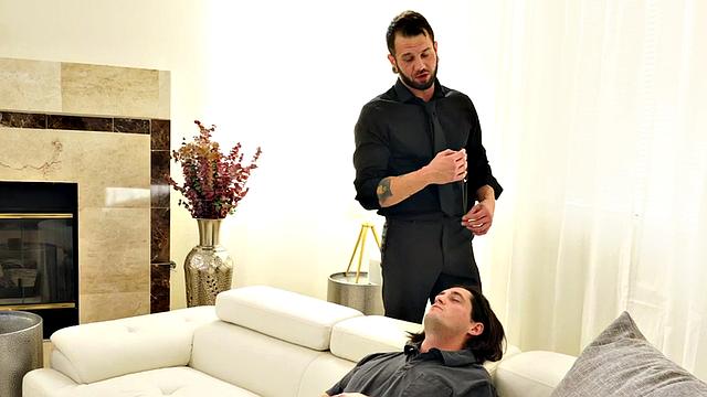 Mesmerized stud fucked by inked jock after blowjob