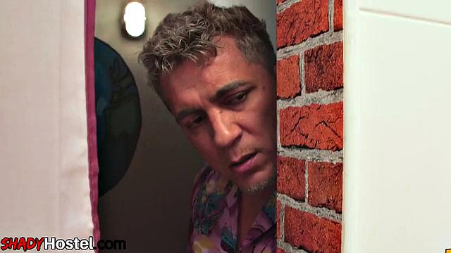 Cutie babes 3some in doggystyle by hotel owner