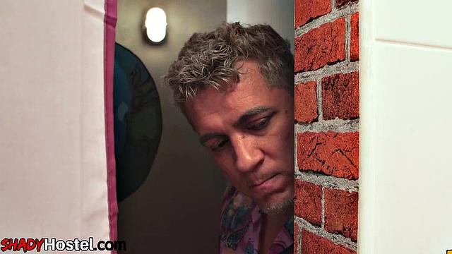 Cutie babes 3some in doggystyle by hotel owner