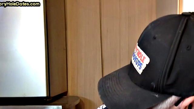 Real gaydaddy gets fucked in gloryhole after giving head