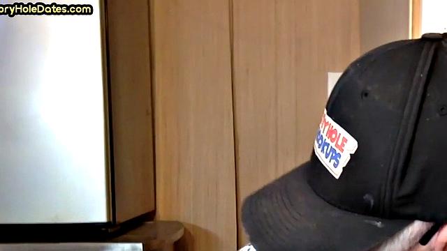 Real gaydaddy gets fucked in gloryhole after giving head