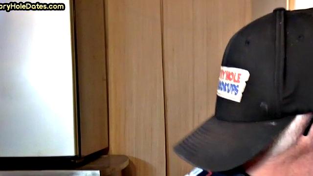 Real gaydaddy gets fucked in gloryhole after giving head