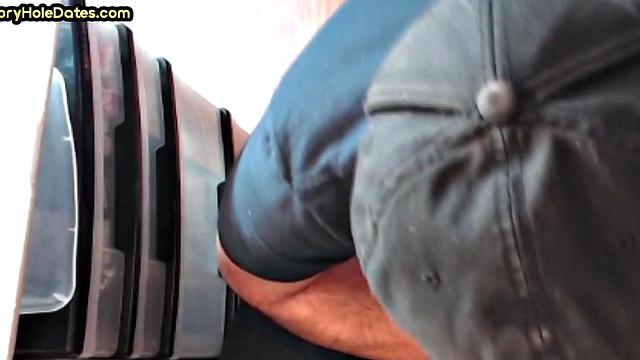 Real gaydaddy gets fucked in gloryhole after giving head