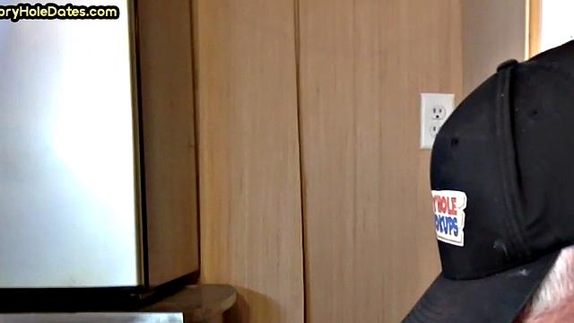 Real gaydaddy gets fucked in gloryhole after giving head