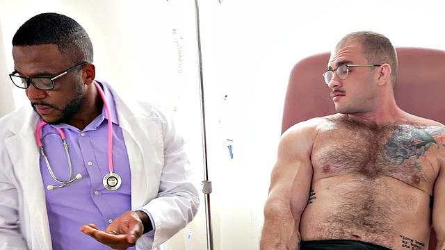 Muscles fetish Black doctor jerks hunk in his infirmary