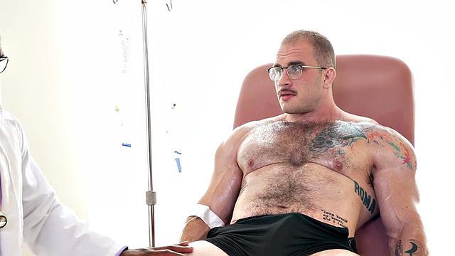 Muscles fetish Black doctor jerks hunk in his infirmary