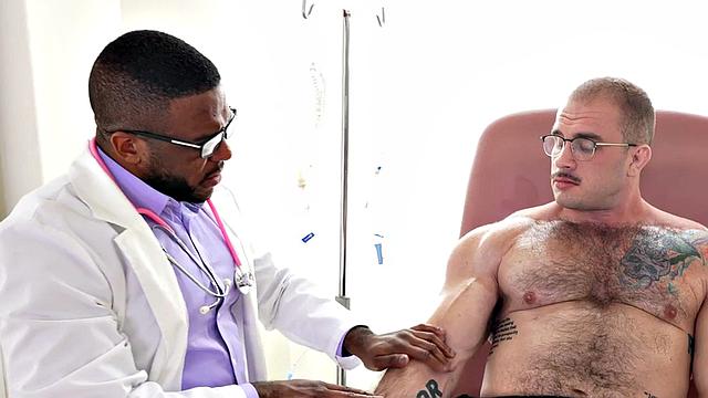 Muscles fetish Black doctor jerks hunk in his infirmary