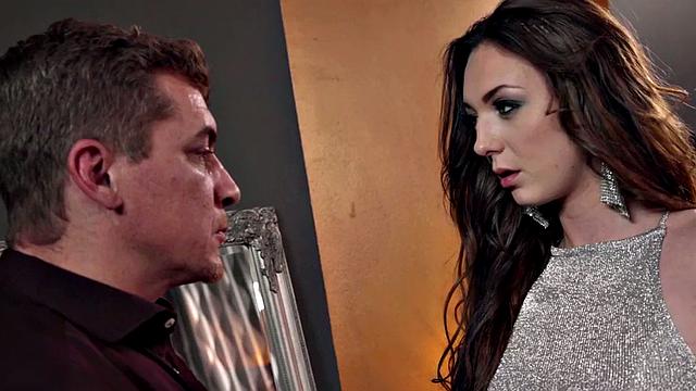 Expensive escort spoiling businessman