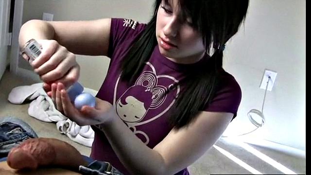 Melody Handjob closeup playing with balls