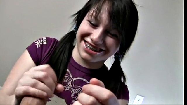 Melody Handjob closeup playing with balls