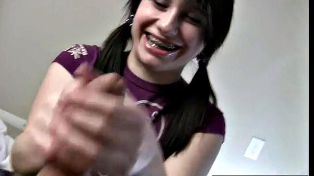 Melody Handjob closeup playing with balls