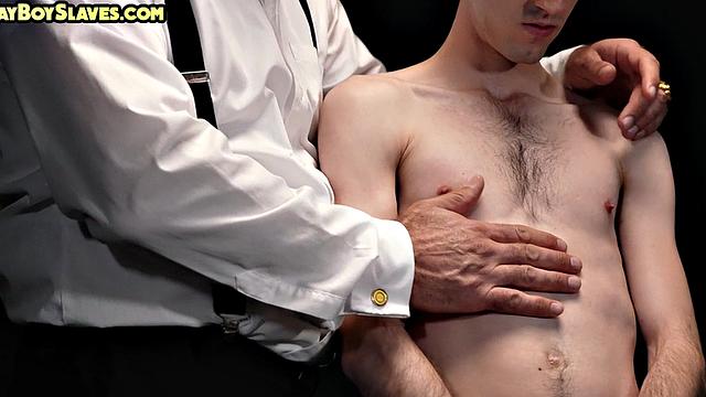 Sub skinny twink anally toyed with by gay daddy