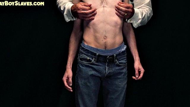 Sub skinny twink anally toyed with by gay daddy