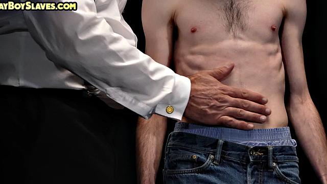 Sub skinny twink anally toyed with by gay daddy