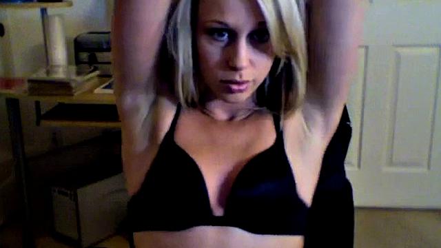 Teasing blonde in naughty solo