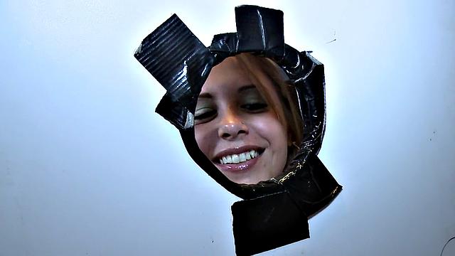 Fooled guy enjoys gloryhole gay bj before cumshot