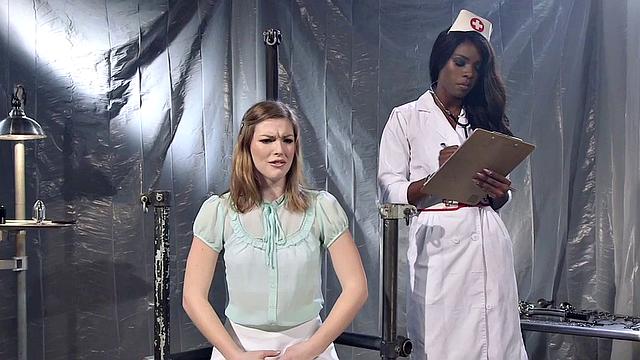 Ebony lezdom nurse licked by sub in 69 facesitting