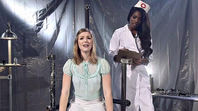 Ebony lezdom nurse licked by sub in 69 facesitting