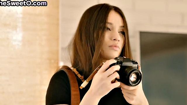 Stunning babe passionately riding lover's after blowjob