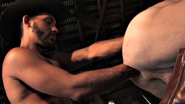 Sturdy top sucked off before farmers asshole