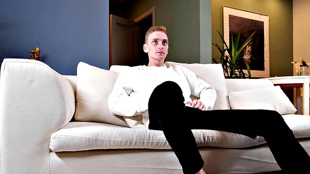 Russian blonde tutor with glasses gets a hard cock and a fast orgasm with her dildo