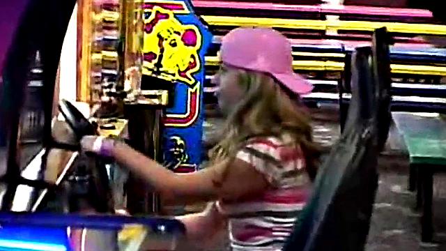 Little April goes solo in a public toilet