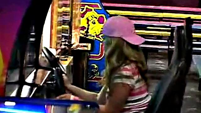 Little April goes solo in a public toilet