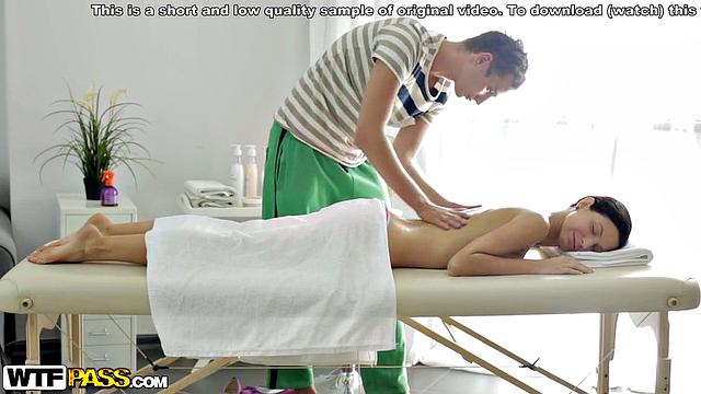 Amazing brunette nailed in xxx massage video