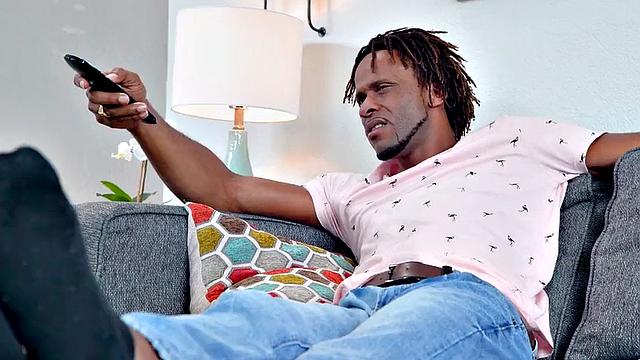 Stunning black riding her BF cock in cowgirl