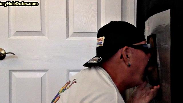 Mature gaydaddy fucked in gloryhole sex at his home