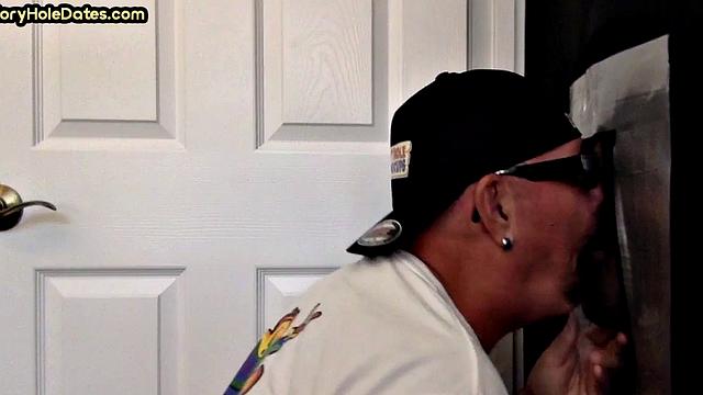 Mature gaydaddy fucked in gloryhole sex at his home