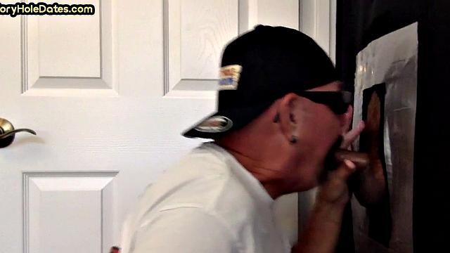 Mature gaydaddy fucked in gloryhole sex at his home