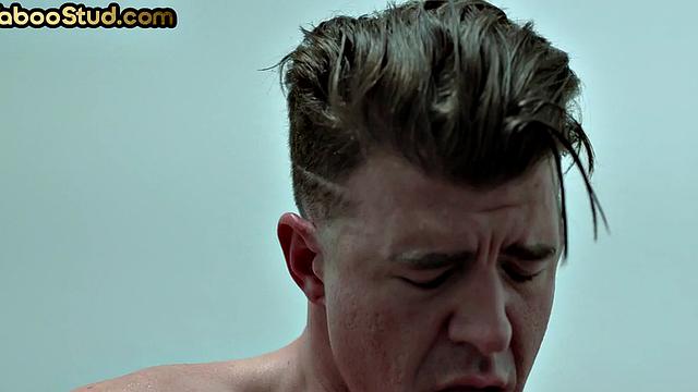 Taboo jock banged in public toilet by stepbrother