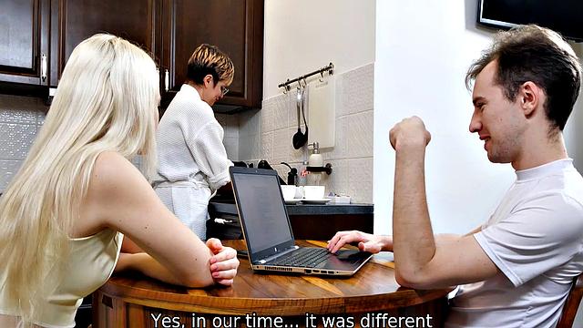 Mature is cleaning house and almost catches stepsiblings having sex