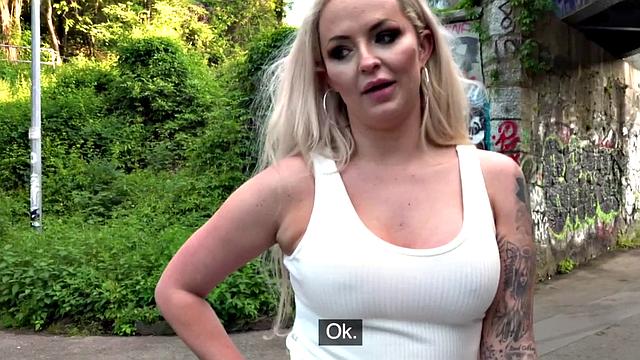 Busty blonde eurobabe gets paid to jerk and ride dick