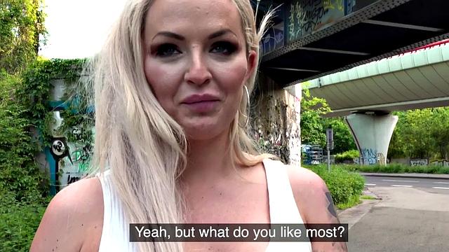 Busty blonde eurobabe gets paid to jerk and ride dick