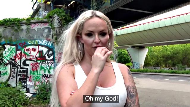 Busty blonde eurobabe gets paid to jerk and ride dick