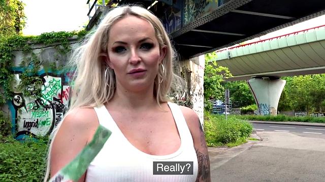 Busty blonde eurobabe gets paid to jerk and ride dick