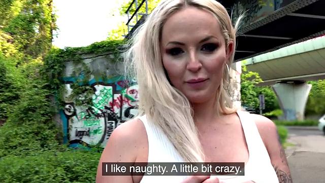 Busty blonde eurobabe gets paid to jerk and ride dick