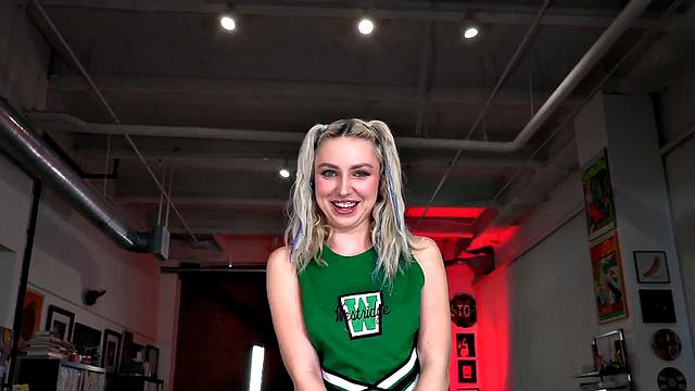 21yo Cheerleader wanking cock in POV and teasing Partner