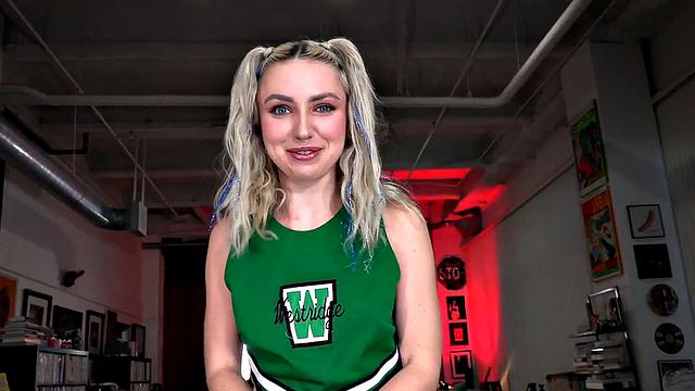 21yo Cheerleader wanking cock in POV and teasing Partner