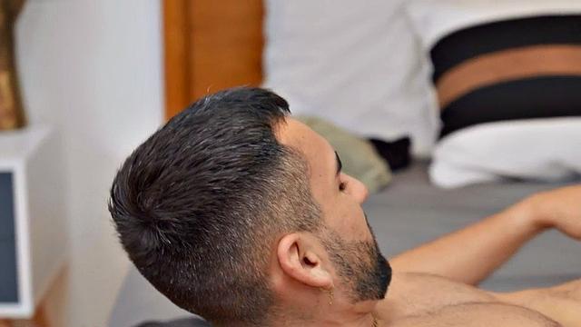 Handsome solo jock jerks till cum after casting