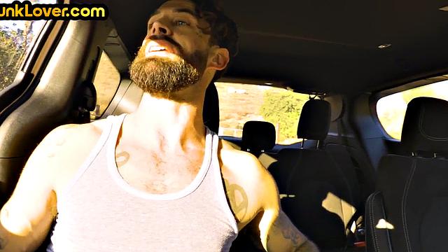 Hairy hunk deepthroated by a jock